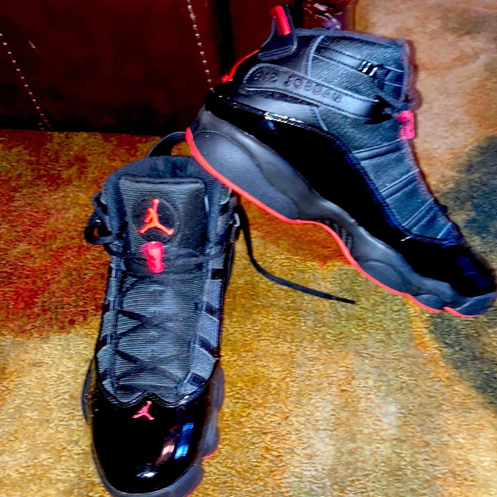 Red and black Jordan 6 rings for sale